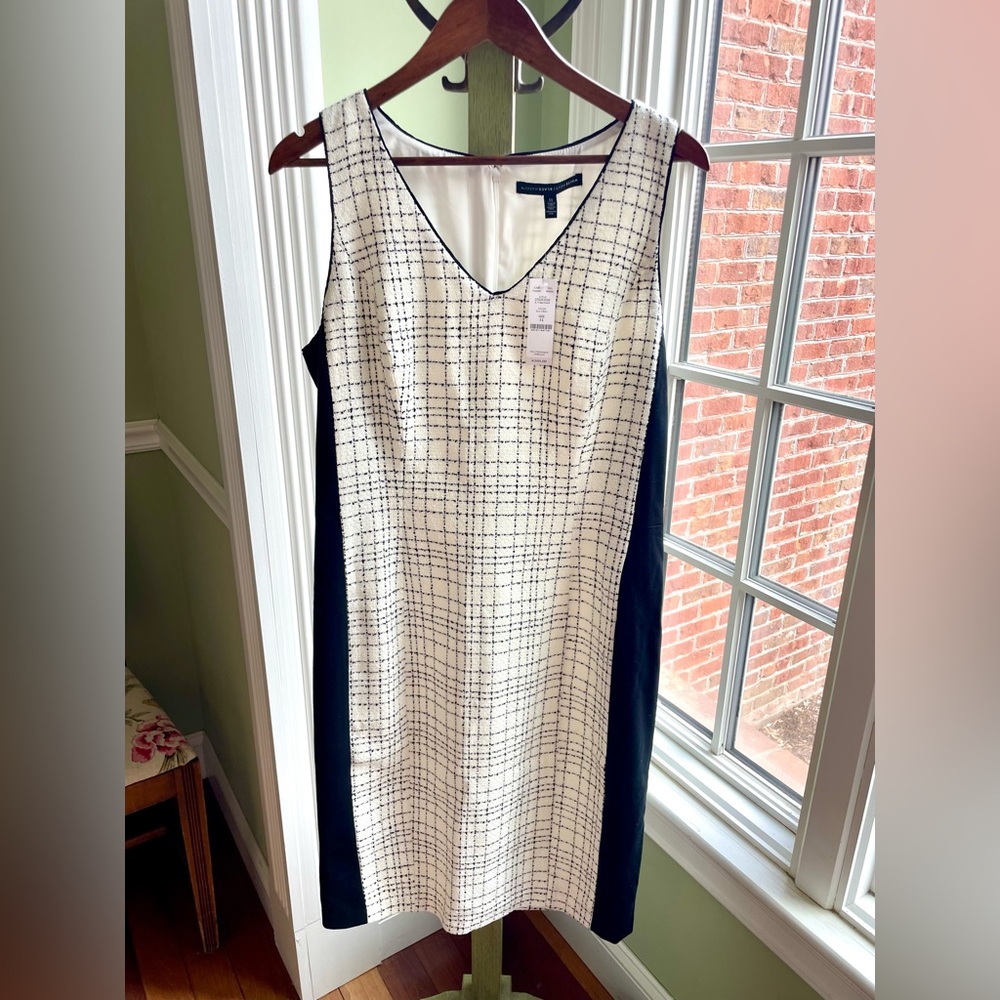 White House Black Market Tweed Sheath Dress Size 14 Classic Structure New w/Tags
